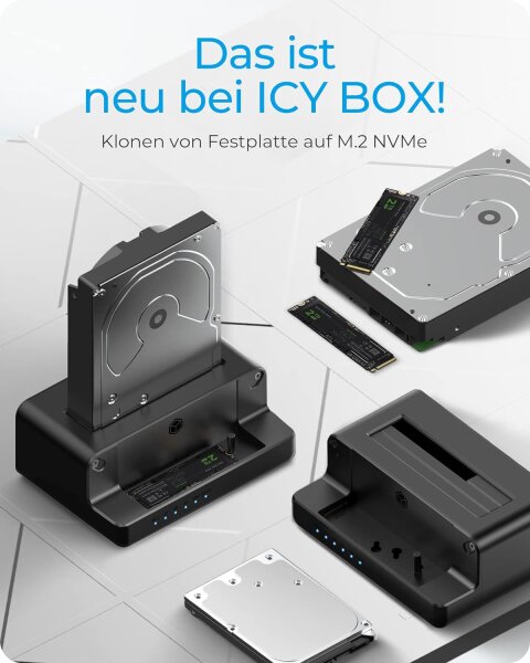 ICY BOX Docking Klonstation für M 2 NVMe SSD 2 5 3 5 SATA SSD