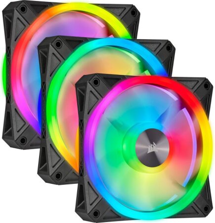 Corsair iCUE QL120 RGB PWM Triple Fan Kit with Lighting Node CORE, 120mm, 3er-Pack, LED-Steuerung