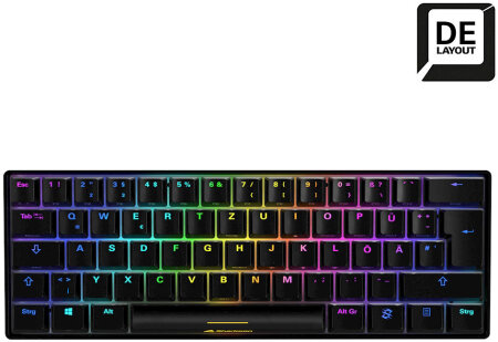 Sharkoon Skiller SGK50 S4 Black, 60% Layout, LEDs RGB, Kailh KT BLUE, hot-swap, USB, DE