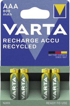 Varta Recharge Accu Recycled Micro AAA NiMH 800mAh, 4er-Pack