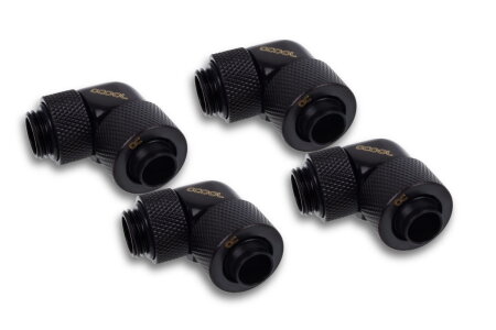 Alphacool Eiszapfen 13/10mm Anschraubtülle 90° drehbar G1/4 - 4pcs Set Deep Black