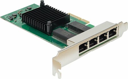 Inter-Tech Argus ST-7238 LAN-Adapter, 4x RJ-45, PCIe 2.0 x4