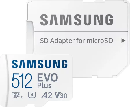 Samsung microSDXC EVO Plus 2024 R160 microSDXC 512GB Kit, UHS-I U3, A2, Class 10